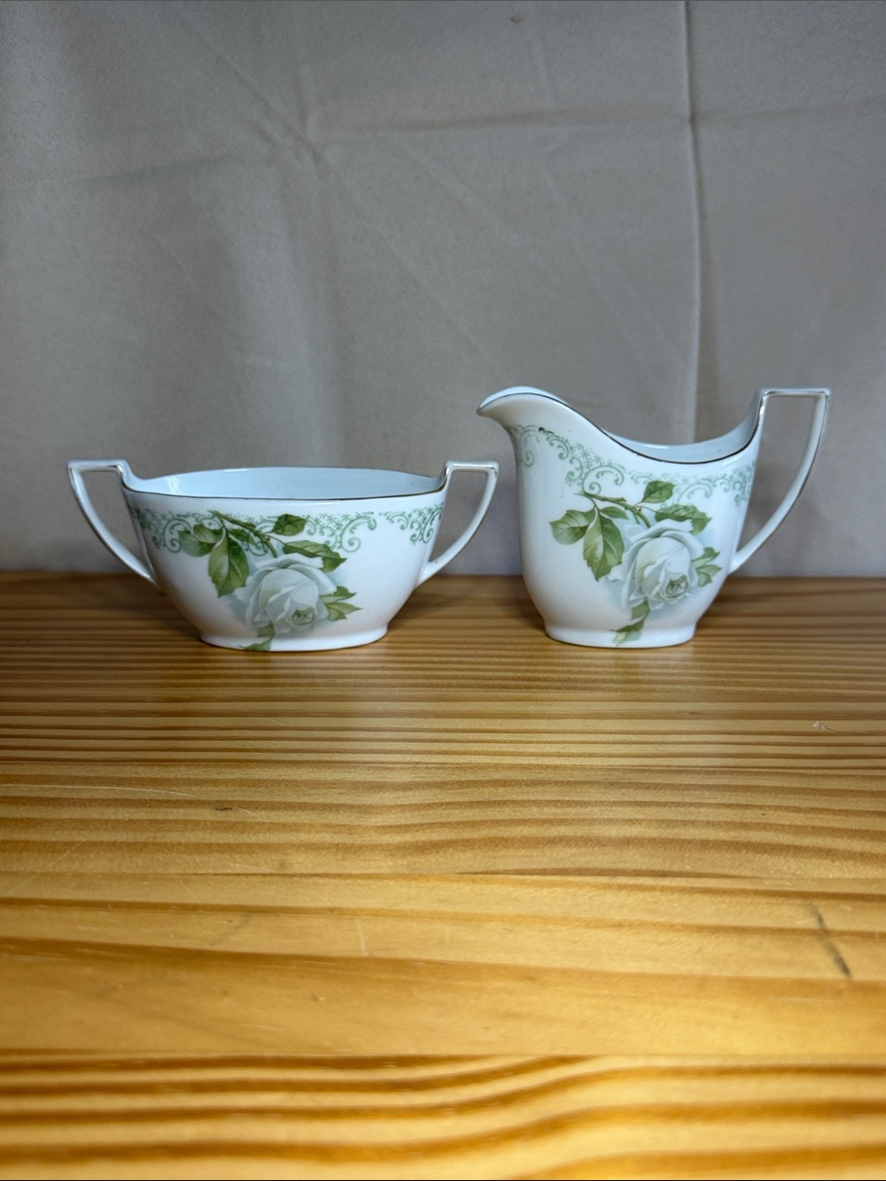 Antique ZS & Co Bavaria Porcelain Creamer & Sugar Bowl Set